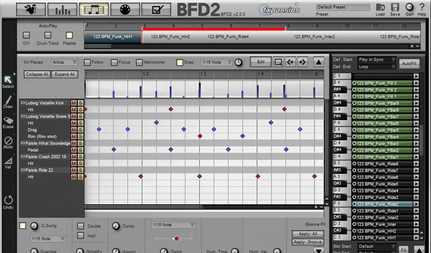 Comprehensive groove editing is on offer.